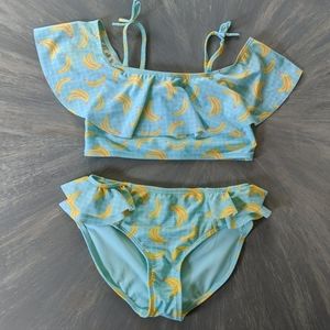 Blue and yellow banana bikini